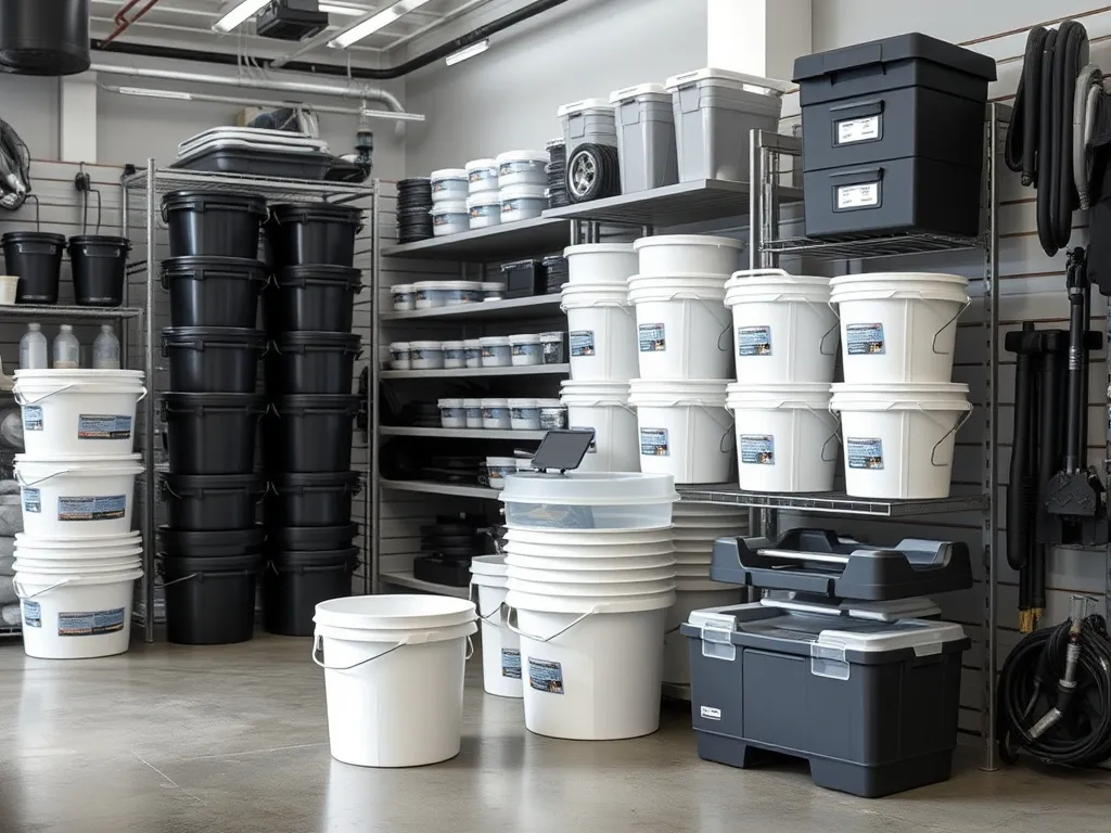 Packing station with car wash supplies ready for shipment