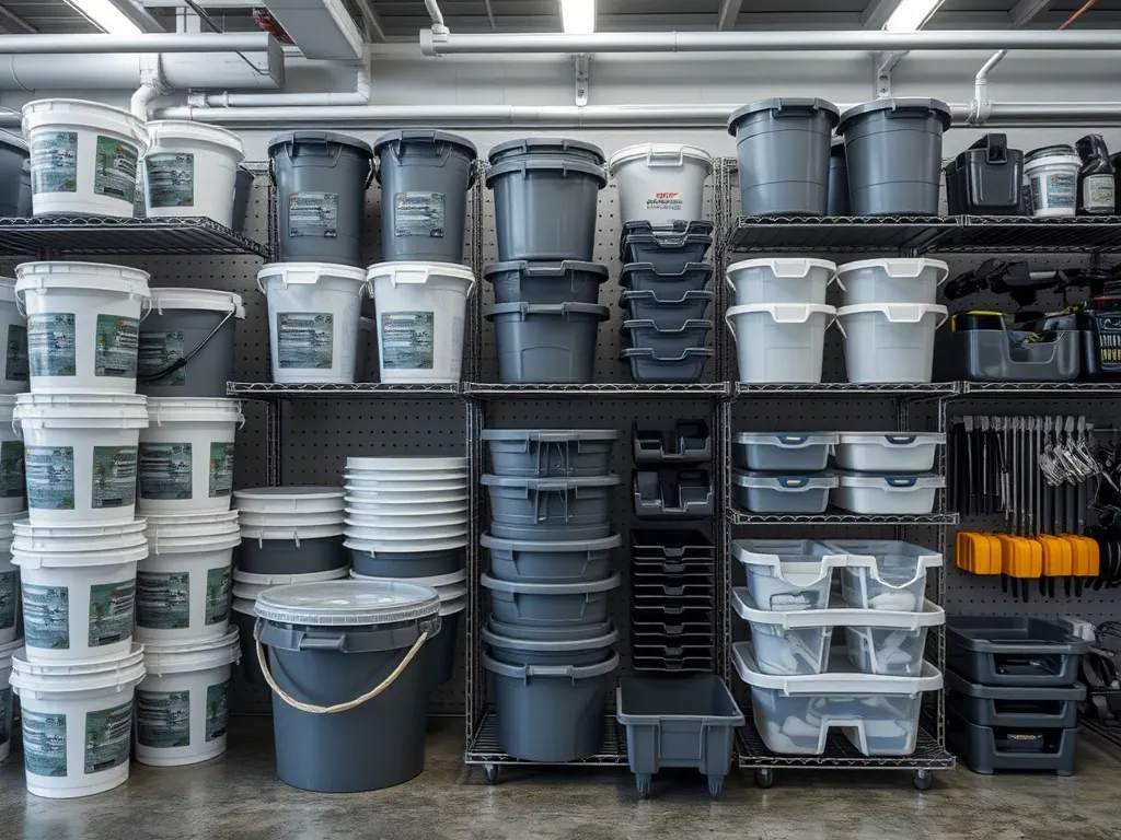 Snap-lock lid sealing a filled wash bucket