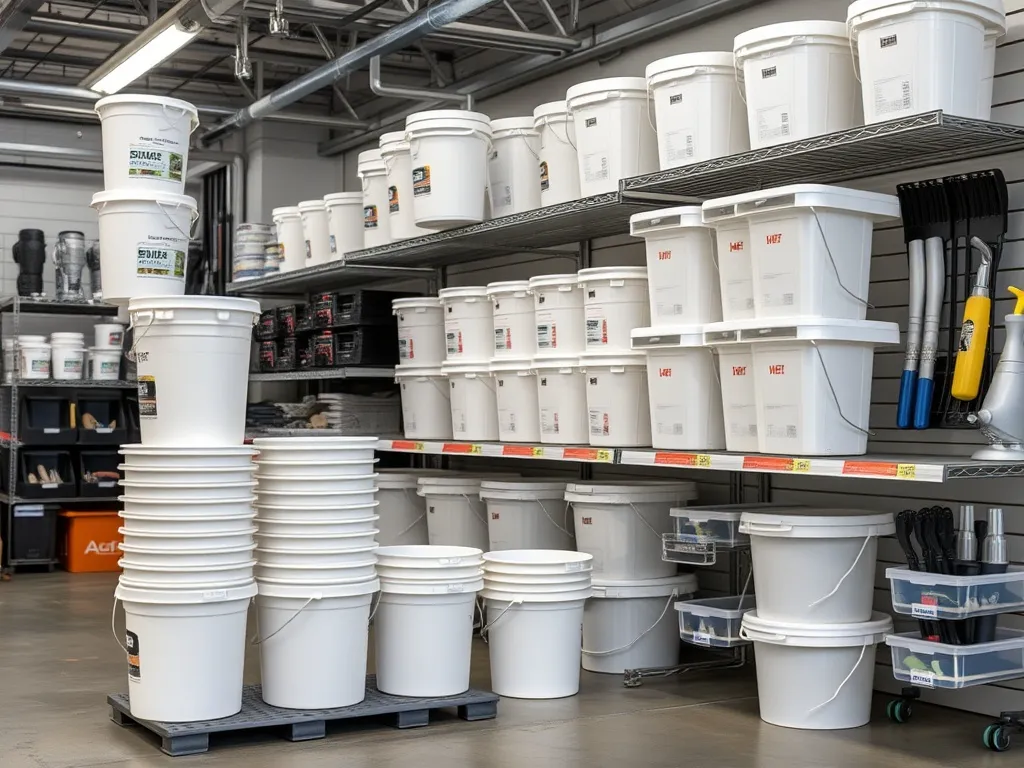 Detailer rolling cart loaded with wash buckets and chemicals