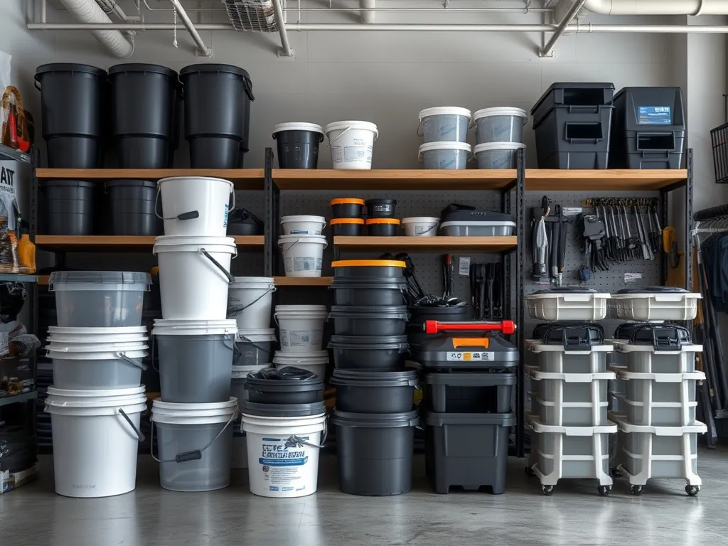 Modular storage tower assembled in a clean garage space