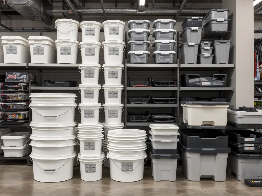 Garage detailing zone with color-coded bucket system