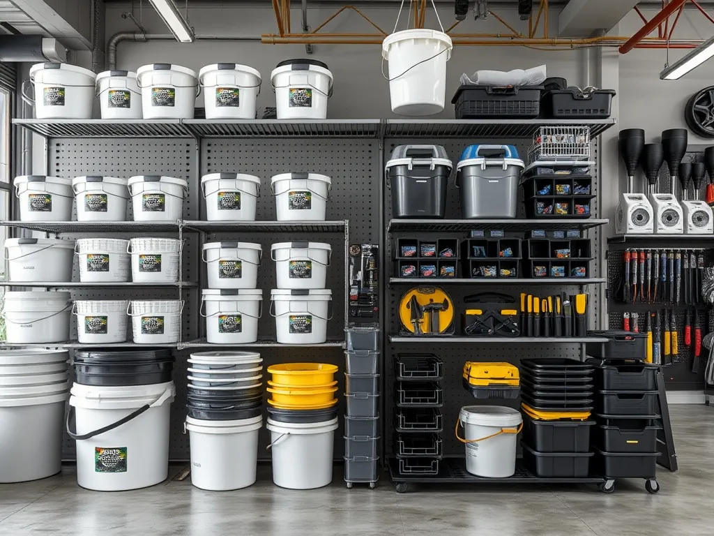 Mobile detail cart fully stocked with washing supplies